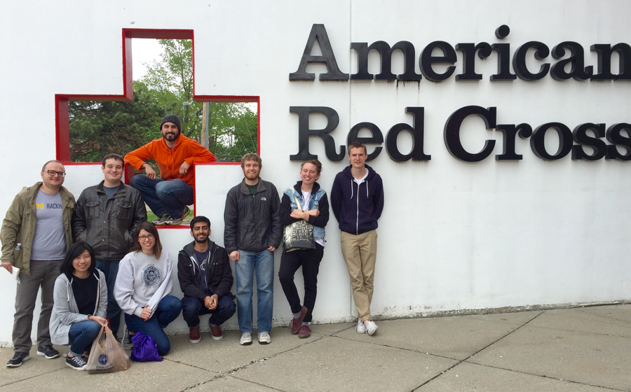MCP students and friends pose after a day of water delivery for the Red Cross in Flint, Michigan (May 2016).