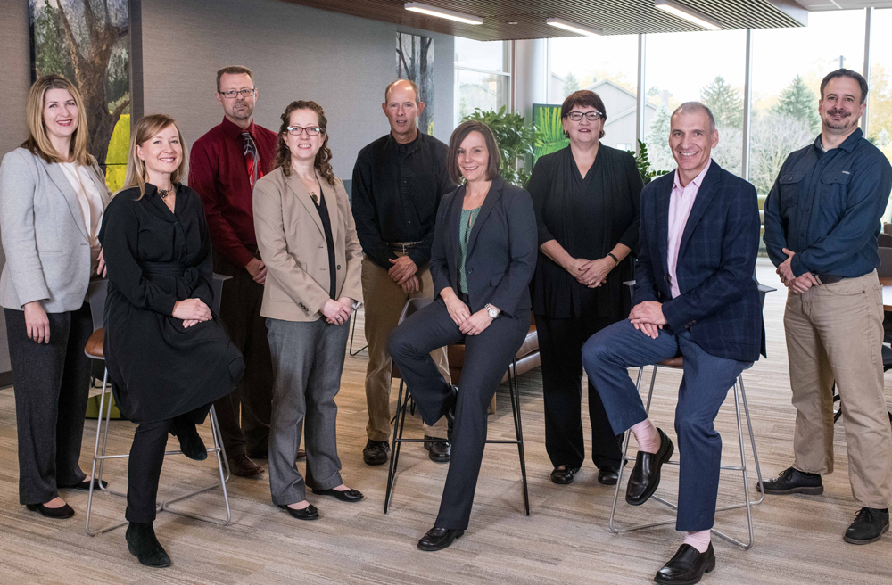 Members of the PRR team that have worked on the renovation, from planning to completion: (left to right) Corrie Pennington-Block, Kate Stahl, Preston Smith, Christine Baker, Steven Marshall, Kathy Derkowski, Jan Bogart, Duane Newton, and Oliver Bichakjian.
